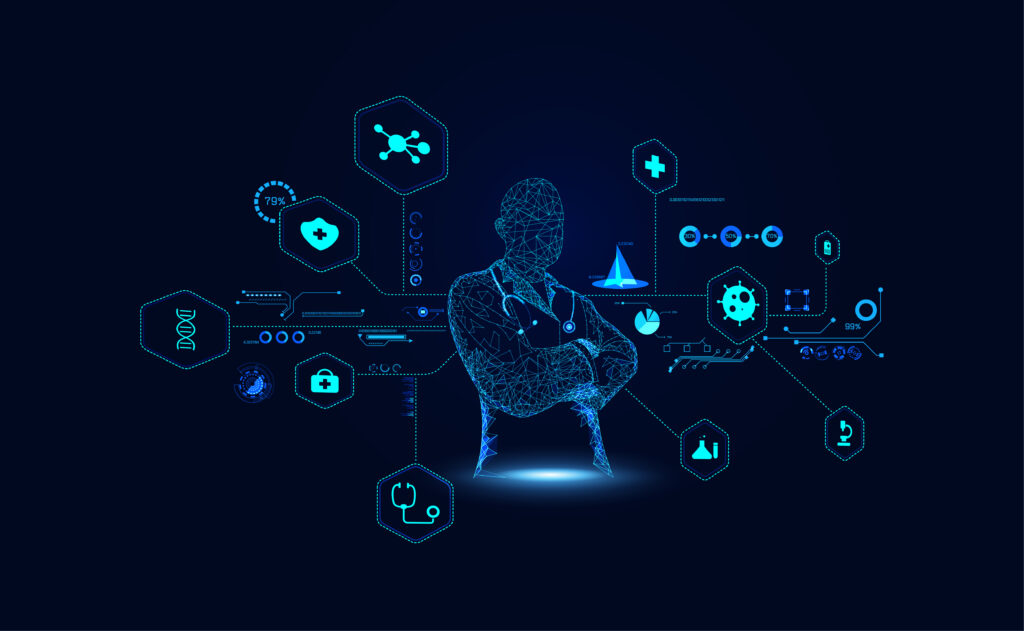 An infographic showcasing key applications of machine learning in healthcar | WTT Solutions